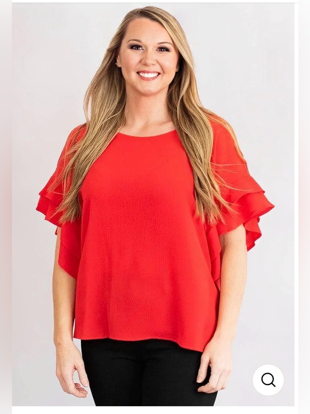 Umgee Collection Layered Ruffle Sleeve Blouse Red Size L